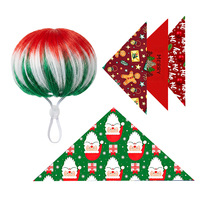 Ensemble de costumes de Noël pour animaux de compagnie, perruque rouge, verte et blanche pour animaux de compagnie + bandana à motif de Noël, accessoires de fête pour chiens et chats