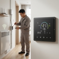 Termostato Inteligente con Pantalla Táctil y Wi-Fi para Calefacción por Suelo Radiante, Diseño Plegable, Sistemas de Caldera Hidrónica, Operación Android, 90V-240V, Color Negro
