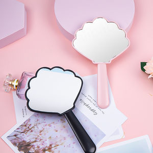 Miroir de maquillage à main en forme de coquille Loge personnalisable Mini miroir de courtoisie cosmétique simple face en plastique - Product Image 4