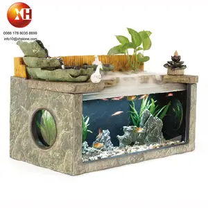 Fuente de agua de cascada para interior moderna, estanque de peces, paisaje, característica de agua para decoración de sala de estar y oficina