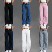 Jeans en denim à taille haute et jambes larges pour femmes, fabriqués directement par le fabricant, élégants, confortables, multifonctionnels et de haute qualité