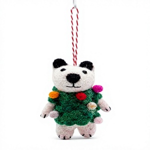Best Himalaya Handmade Certified Wool <b>Felt</b> Polar Bear Christmas Holiday Wall Hanging Ornament Eco-Friendly Indoor Traditional - Product Image 2