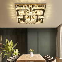 Plafonnier LED carré rectangulaire en cristal moderne de luxe Alimentation CA Décoration intérieure pour chambre à coucher Salon Lustres suspendus
