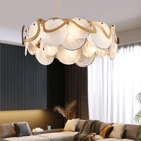 Lustre suspendu rond en or de style nordique, lampes suspendues en verre de Murano, lustre de luxe pour salon ou salle à manger