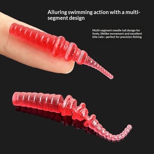 Leurre souple en plastique à queue aiguille 4cm 0.37g, appât ver segmenté, action de nage réaliste, pour la pêche au bar, en eau salée et en ruisseau - Product Image 3