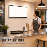 Boîte à lumière LED A1 A2 A3 A4 10 mm - Cadre en aluminium, verre trempé, cadre d'affichage publicitaire fin - Certifié CE