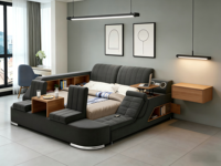 Lit intelligent avec cadre king size, lit queen size en vente, lit de chambre à coucher avec massage et rangement, lit intelligent multifonctionnel moderne en cuir de luxe