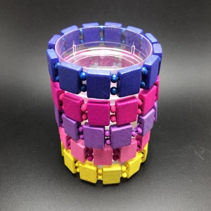 Mixed Bright Colors Plain Wood <strong>Bead</strong> <strong>Bracelet</strong> <strong>Wooden</strong> Panel Rosary Blank <strong>Bracelet</strong> - Product Image 4