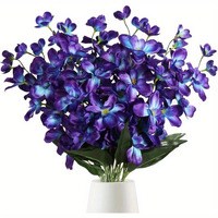 Fleurs d'orchidées artificielles de haute qualité en turquoise violette, 45 cm, décoration en plastique pour Thanksgiving, Noël, Pâques, mariages, fêtes