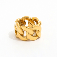Fenny 18K Gold plattiert wasserdicht Mode Persönlichkeit klobig breite Kette Band Ring Edelstahl Großhandel Schmuck Form Frauen