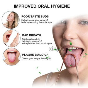 Logo kustom tembaga murni bentuk U, lapisan lidah mulut membersihkan, pengeruk lidah efektif menghilangkan bau mulut - Product Image 6