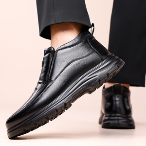 Botas de Invierno para Hombre de Cuero Genuino, con Punta Redonda, Forro de Felpa, Suela de Goma Antideslizante, Cálidas para la Nieve - Product Image 4