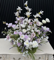 Composition florale au sol PPS de haute qualité, 40 cm, pour événements, fêtes, mariages, décorations de scène et allées, rangée de fleurs violettes