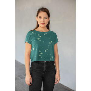 T-shirt crop con stampa all-over con motivo geometrico semplice 3 Gr Poster - Product Image 1