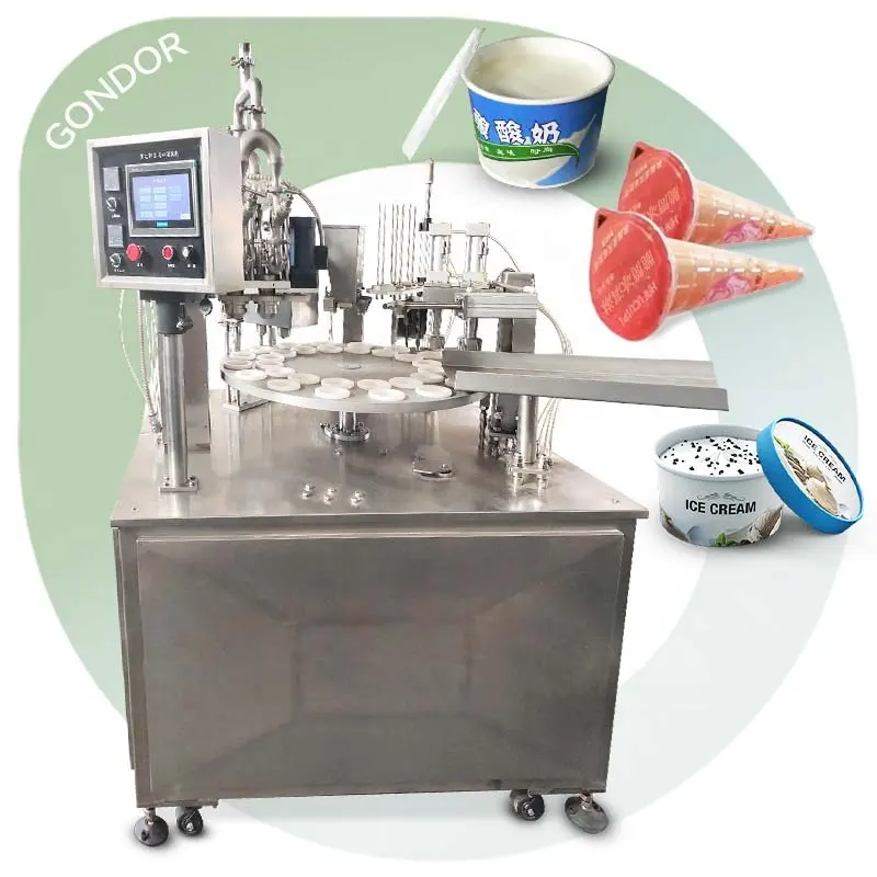 Hiệp thông nước khoáng sữa chua tự động gói nước trái cây k cup Filler Cone Ice Cream điền vào và con dấu máy