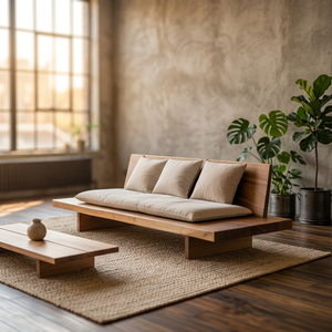 Minimalist Wooden Three Seat <b>Sofa</b> Set with Cushion Eco-Friendly <b>Outdoor</b> Furniture for Hotel Villa & Park Use - Product Image 2