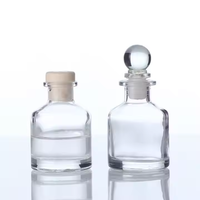 50ml vente en gros diffuseur de parfum transparent bouteille ronde en verre de parfum d'arôme avec bouchon en verre ou en caoutchouc