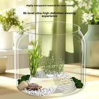Mini aquarium cylindrique transparent moderne pour poissons rouges et tortues, décoration de salon/bureau intérieur