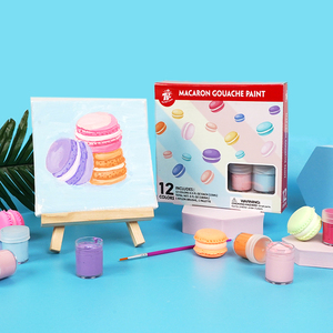 WingArt Quality 12 Macaron Color <span class=keywords><strong>Gouache</strong></span> Paint Set pour enfants Non toxique et polyvalent <span class=keywords><strong>sur</strong></span> toile papier <span class=keywords><strong>verre</strong></span> emballé dans une boîte - Product Image 3