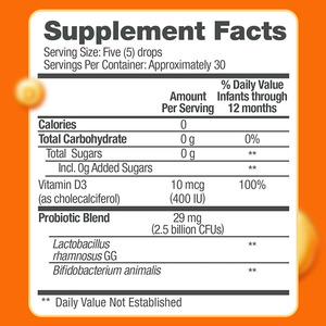 OEM/ODM personnalisé en usine soutien immunitaire et digestif pour bébé probiotique + vitamine D gouttes aide à soutenir la santé immunitaire chez les bébés - Product Image 3