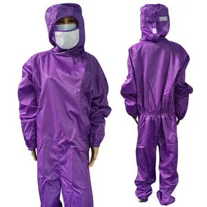 Breathable Washable Side Zipper Cleanroom Protection ESD Antistatic Coverall