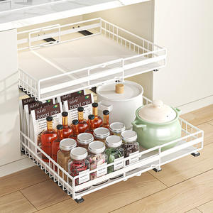 Étagère de rangement rétractable réglable pour armoire d'évier de cuisine Organisateur d'accessoires de tiroir <span class=keywords><strong>extensible</strong></span> de grande capacité - Product Image 3