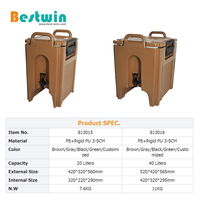 Distributeur de boissons isotherme en plastique PE 20L 40L pour hôtel, buffet, restaurant, maintien au chaud, café chaud, nourriture