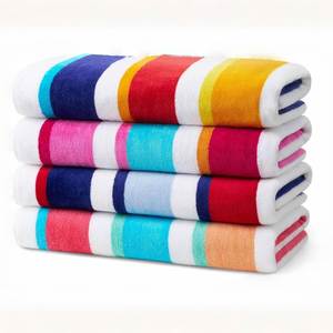 Custom 100% Cotton Velour Print Large Oversized High Quality Customized Stripe Luxury Summer Beach <b>Towel</b> With Logo - Product Image 1