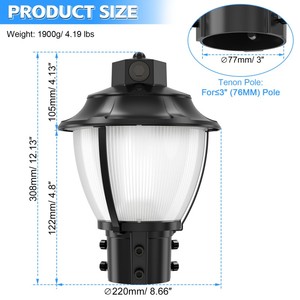 Lámparas de Poste LED para Exteriores, Resistentes al Agua IP65, Alimentación CA, Encendido/Apagado Automático, para Jardín, Patio, Césped, Camino y Entrada de Vehículos - Product Image 1