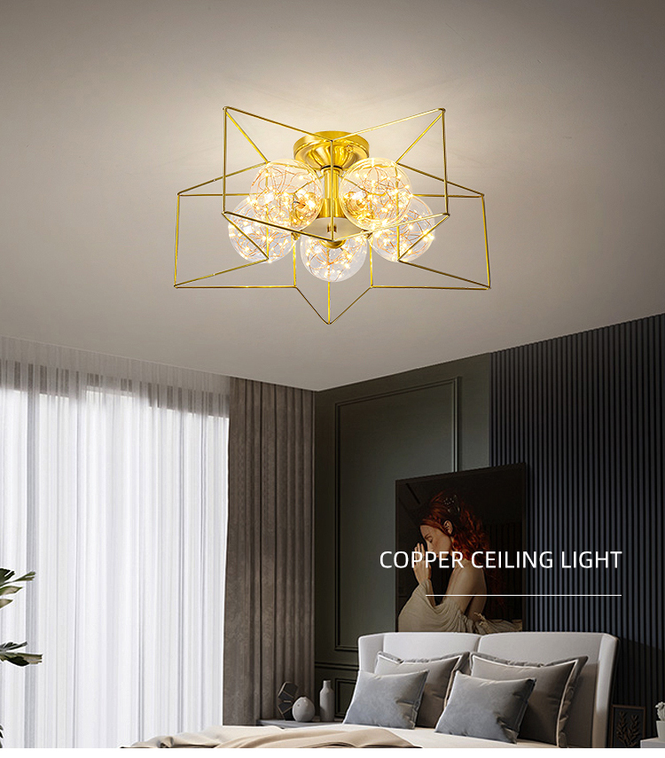 Art Unique Design Gold Color Classics Lighting Vintage Surface Mounted Modern Led Ceiling Lamp