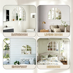 White Arched Window Pane Wall <strong>Mirror</strong> Farmhouse Accent <strong>Mirror</strong> for Fireplace Mantel Console Entryway Living Room Home Decor - Product Image 3