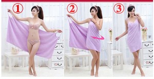 Venta al por mayor barato personalizado mujer señora microfibra <span class=keywords><strong>baño</strong></span> falda Albornoz vestido y envoltura <span class=keywords><strong>de</strong></span> pelo toalla 2 piezas Juego <span class=keywords><strong>de</strong></span> toallas <span class=keywords><strong>de</strong></span> <span class=keywords><strong>baño</strong></span> - Product Image 5