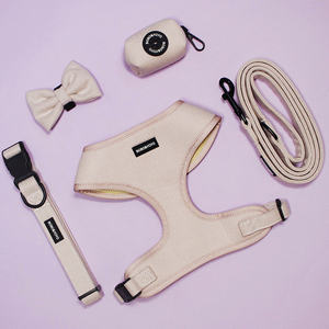 Harnais et laisse pour chien BOBO&YOYO, luxe, logo personnalisé, maille respirante, boucle en tweed réglable, ensemble collier pour chiens - Product Image 1