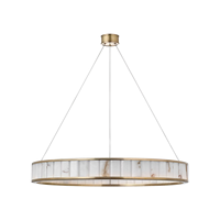 Lustre rond moderne et élégant en albâtre naturel de 30 pouces, lustre en laiton bruni pour salon, chambre à coucher, salle à manger, hall d'entrée