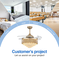 Ventilateur de plafond LED ECO moderne européen à 6 vitesses et 3 températures de couleur avec télécommande pour salon