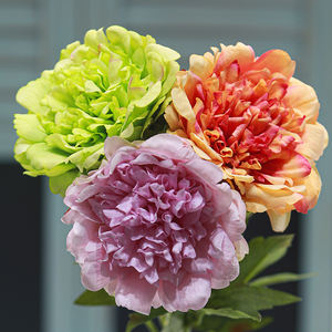 Fleurs de pivoine en soie à branche unique, aspect naturel, hydratantes, pour décoration intérieure, faites à la main, pour la Saint-Valentin, vente en gros - Product Image 3