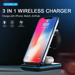 OEM <span class=keywords><strong>3</strong></span> en 1 pliable 15W chargeur rapide sans fil Station support lumière LED charge pour iWatch <span class=keywords><strong>Airpods</strong></span> <span class=keywords><strong>pro</strong></span> FCC téléphone <span class=keywords><strong>android</strong></span> - Product Image 3