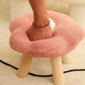 Cloud Shaped <b>Stool</b> Irregular Shape Wooden Legs Soft Plush Seat For Child Bedroom Living Room Chair Shoe Changing <b>Stool</b> - Product Image 2