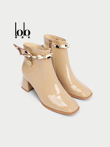 Женские удобные ботильоны на молнии, из телячьей кожи, с подкладкой из овчины, повседневная обувь на массивном каблуке, легкая дышащая обувь - Product Image 6