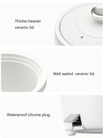 Cuisinière électrique multifonction en céramique blanche de 3 litres, mijoteuse en céramique plus épaisse avec double couvercle en céramique.