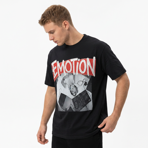Camiseta de Hombre con Estampado Emocional, Manga Corta, Cuello Redondo, Informal, de Algodón, Corte Regular, Logotipo Frontal - Product Image 4