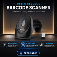 Scanners de codes-barres 2D, scanner de codes-barres sans fil portable, scanners de codes QR, pistolet de numérisation à détection automatique avec support durable