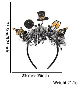 Bonne année thème clinquant feuille frangée bandeau coiffure tête porter des accessoires <span class=keywords><strong>photo</strong></span> pour 2025 nouvel an célébration fête décor - Product Image 4