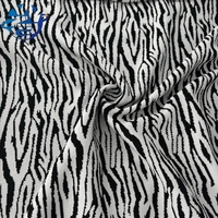 Tissu en polyester et élasthanne tricoté extensible, résistant à l'eau et à séchage rapide, imprimé à rayures zébrées, trame unie, pour vêtements et chaussures