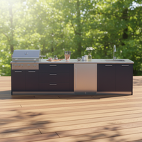 Cuisine extérieure moderne et écologique en acier inoxydable sur mesure avec four 304 et crédence îlot