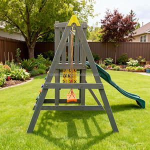 Ensemble de jeux d'extérieur en bois avec balançoire et toboggan pour jardin, école ou aire de jeux pour enfants - Product Image 5