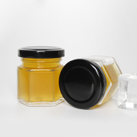 Stoples Kaca Heksagonal untuk Madu 45ml 100ml 180ml 280ml 380ml 500ml 730ml Label Kustom Tutup Ulir Kemasan Makanan
