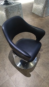 Modern Barber Chair Faux <b>Leather</b> Seat Hydraulic Pump Adjustable Height Round Base Salon Furniture Contemporary Design - Product Image 4