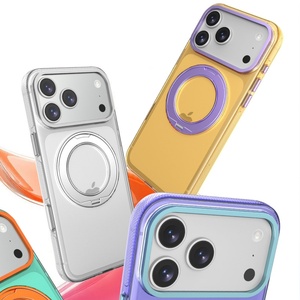 Fashion Magnetic Clear Phone Case for <b>iPhone</b> 18 15 16 17 Pro Max With 360° Metal Ring Stand Wireless Charging Shockproof Cover - Product Image 2