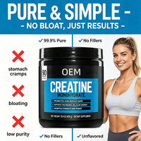 Créatine monohydrate en poudre, marque privée OEM, 90 portions, 450 g, sans saveur, complément alimentaire